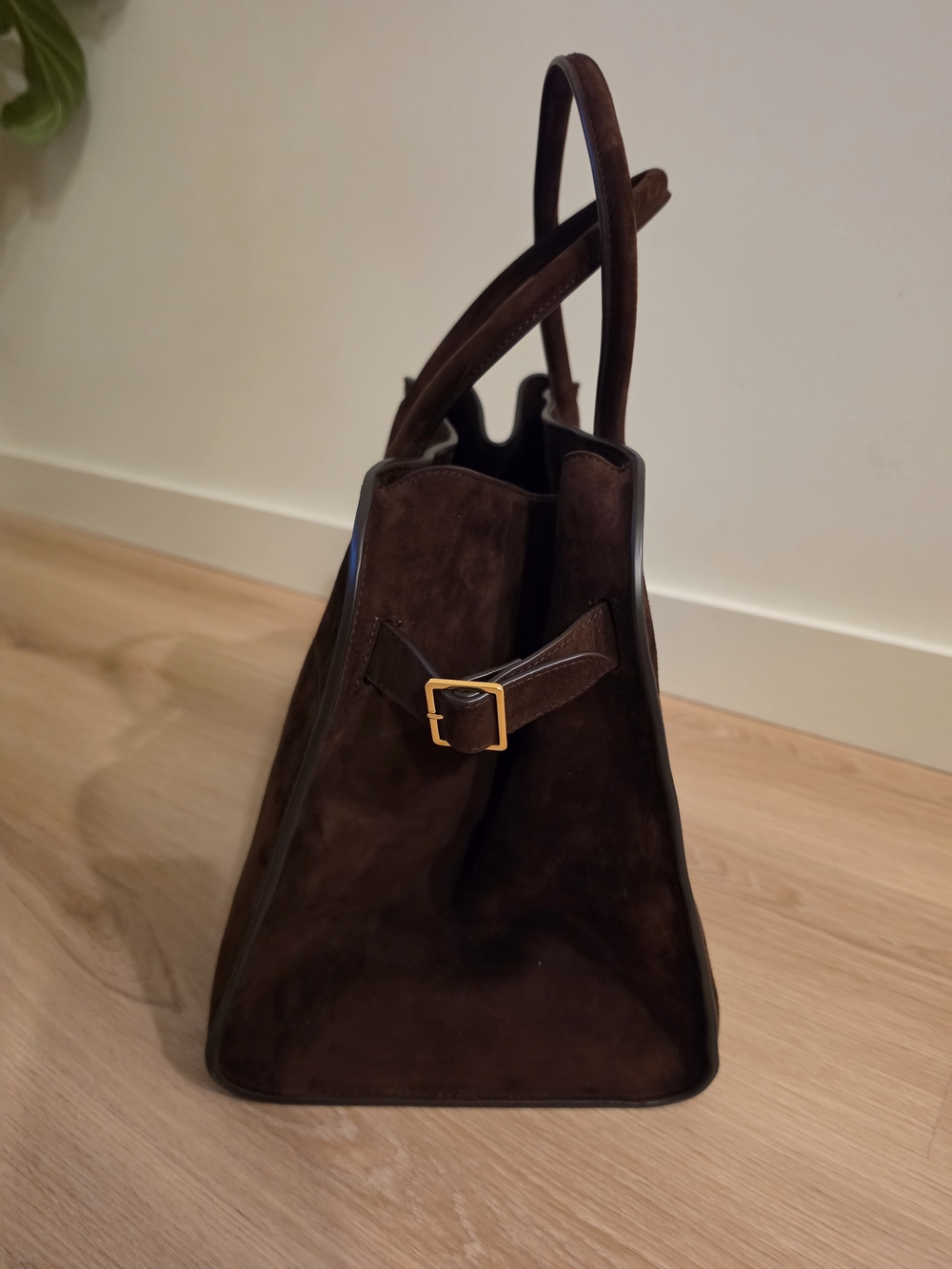 The ROW LIKE Classic Dark Brown Suede Tote Bag - Women's Handbag - Picture 2 of 4